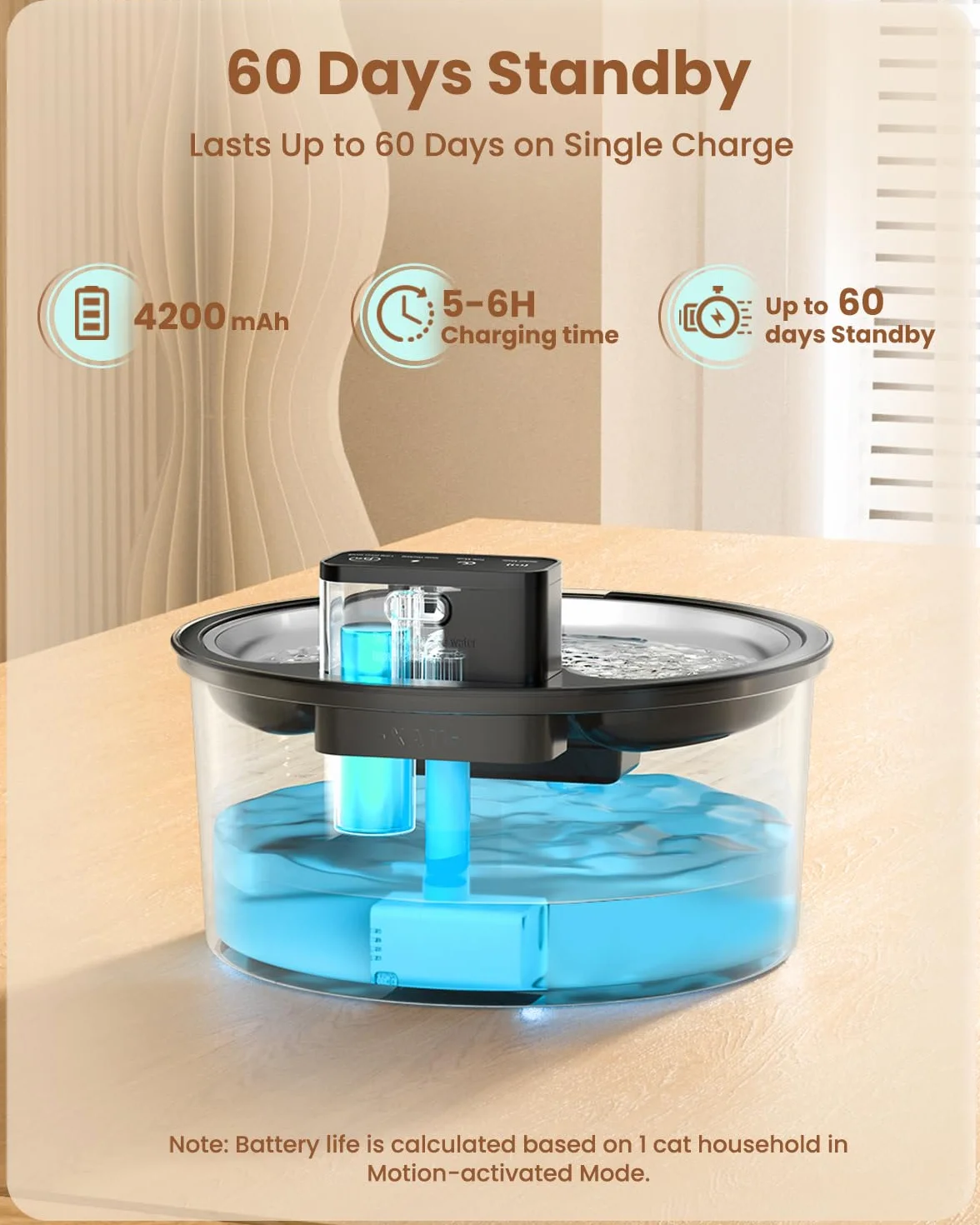 PawPoll Fontanella per Gatti senza Fili 3,2L con Batteria 4200mAh, Fontana per Gatti con Sensore di Movimento, Ultra Silenziosa 304 Acciaio Inossidabile Fontanella Gatto Ricaricabile