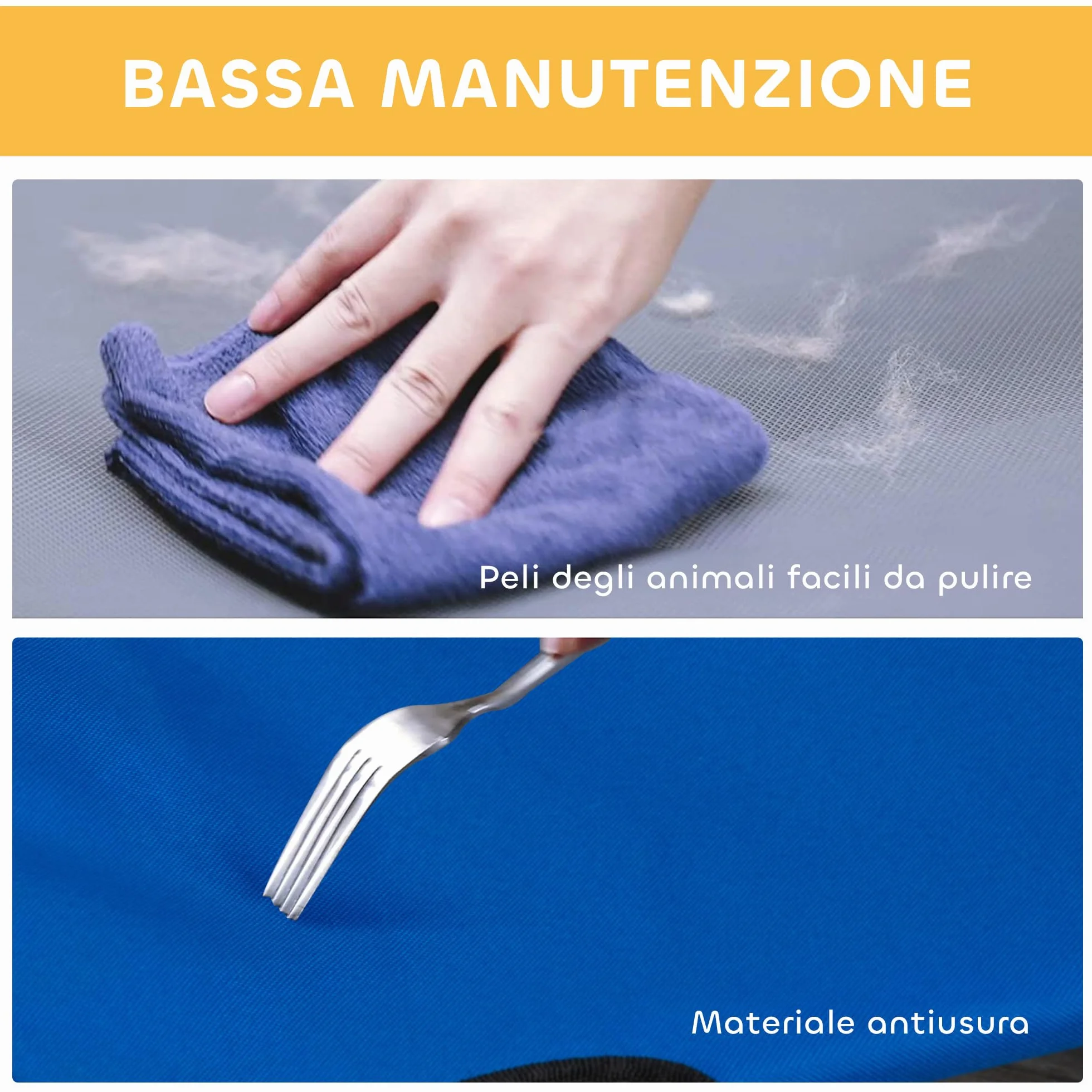 PawHut Brandina per Cani Taglia Piccola Pieghevole, Lettino Rialzato in Acciaio e Tessuto Oxford, 71x58x20 cm, Blu