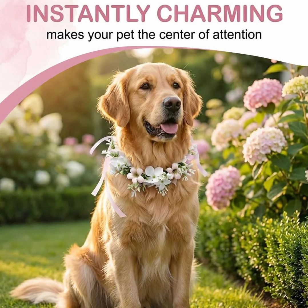 1 Pezzo Collare di Fiore per Matrimoni per Cani, Ghirlanda di Nozze Cane, Accessori Papillon Cane Coroncina Compleanno