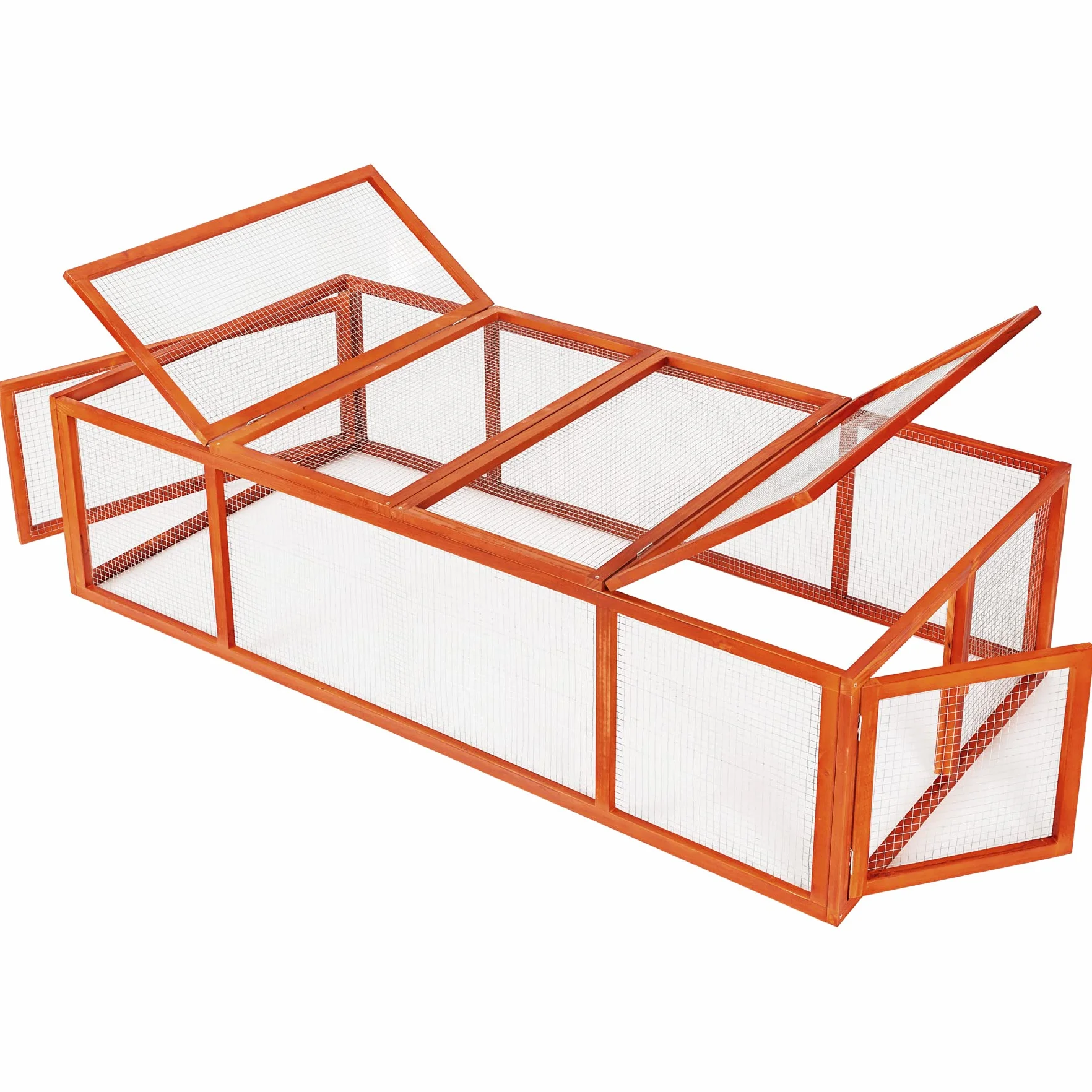 tectake® Conigliera da Esterno, 4 Porte, con Facile Accesso, Utilizzabile a Se Stante, Recinto Per Conigli, Gabbia Esterno, Casetta, Recinto Piccoli Animali - Marrone