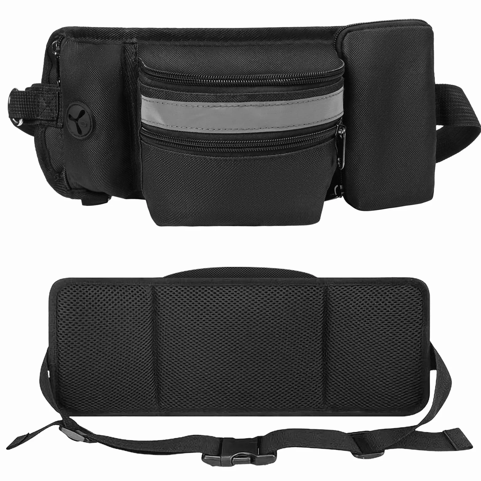 Aomig Borsa per cani 3 in 1: ciotola pieghevole, clicker e marsupio regolabile per passeggiate e allenamento a mani libere