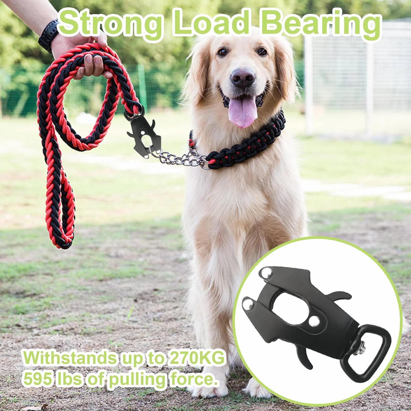 Clip a rana, chiusura in alluminio spaziale, fibbia per guinzaglio per cani resistente, sgancio rapido, fibbia di ricambio per catena per cani resistente alla ruggine, capacità 269,9 kg