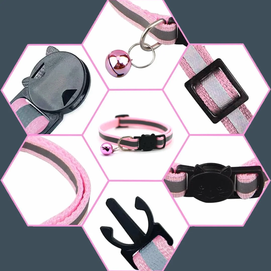GXGM 6 Pezzi Collare Gatto Riflettenti Collari per Gatti Antistrozzo con Campanellino Regolabile 19 32 cm Sicuro Nylon Personalizzato Accessori Animali Domestic