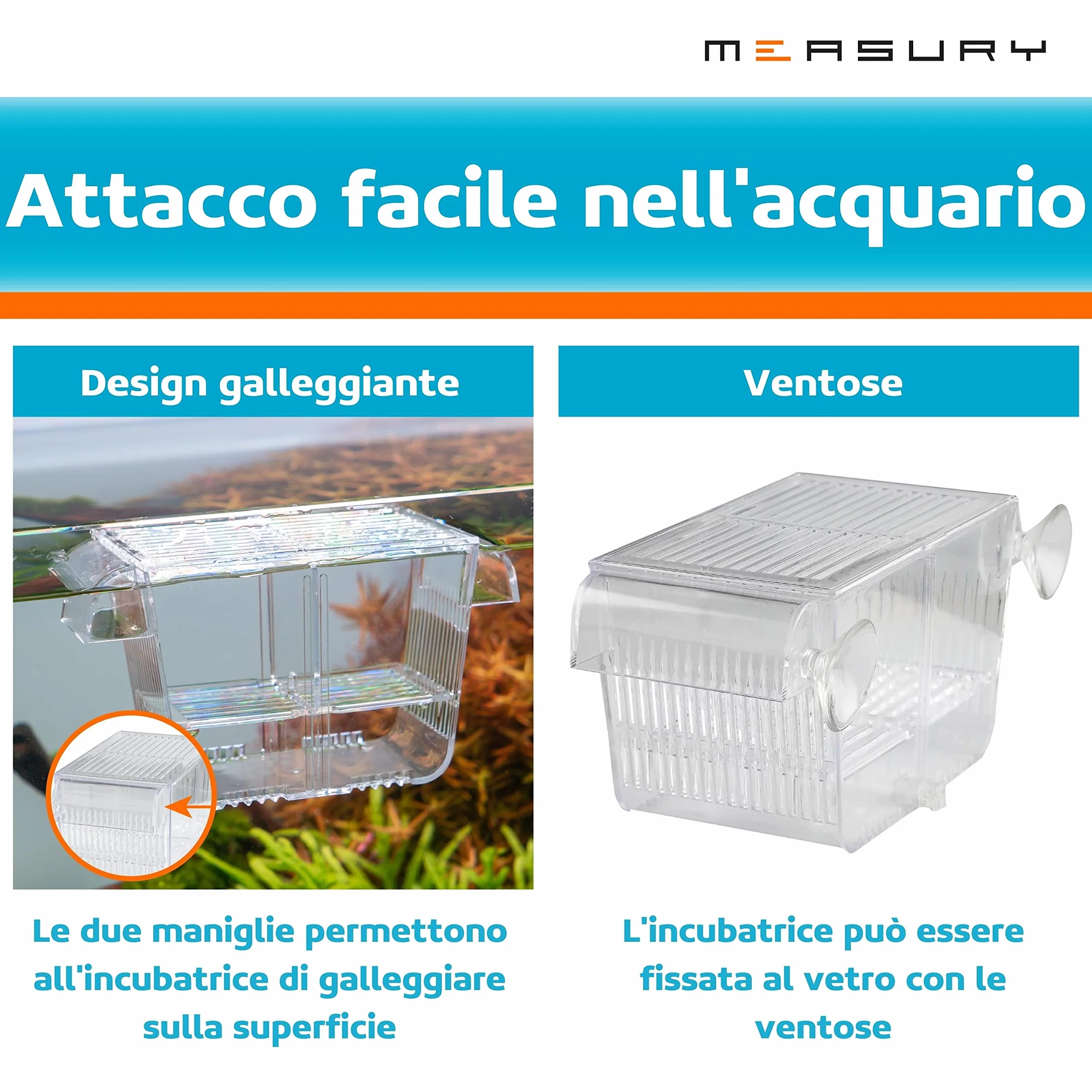 Measury Allevamento Serbatoio dell'Acquario, Spawning Box per l'Acquario, Baby Quarantine Breeding Tank (M: 208 x 97 x 100 mm)