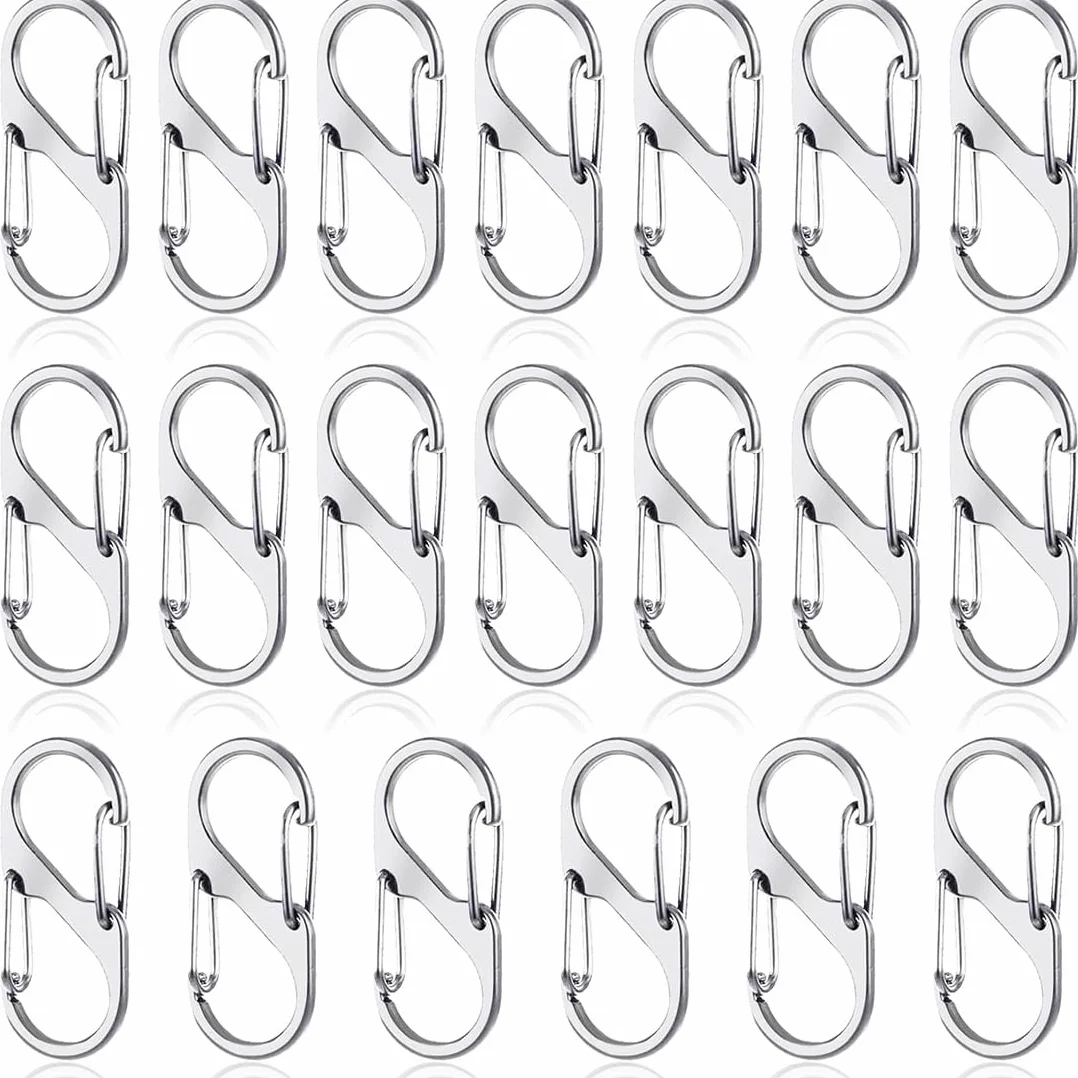 ZKGYUS 20 Mini Moschettoni S, Multicolore, Metallo, CARABINER, Campeggio, Viaggi, Portachiavi, Zaini, Uso Quotidiano