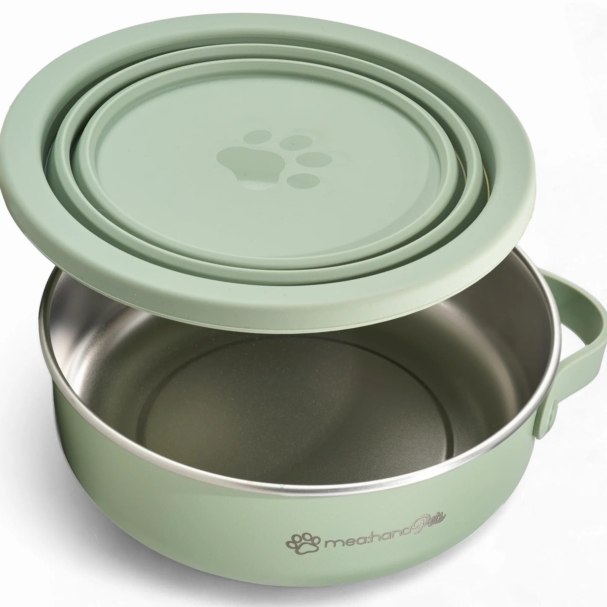 Pets - Ciotola per cibo da viaggio, 900 ml, con coperchio, ideale per viaggi, esterni, in acciaio inox, con coperchio pieghevole in silicone, accessorio per cani, robusta, compatta, igienica