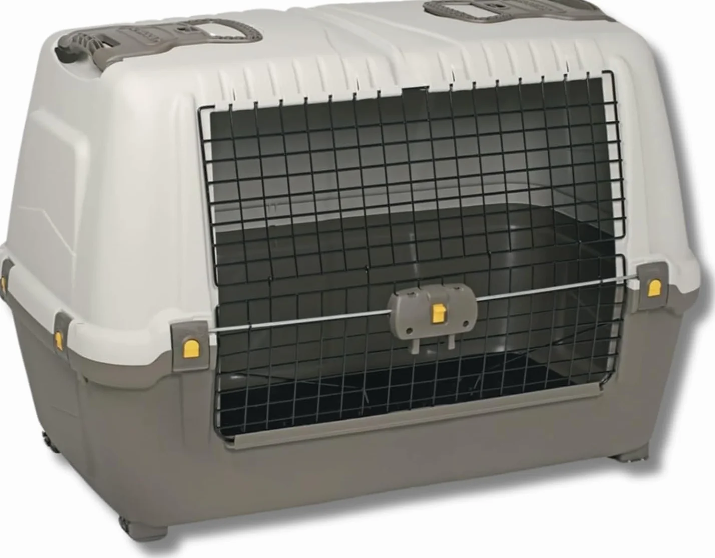 Pet’s Market Trasportino Skudo Car 80 Cane con 2 Rotoli di Sacchetti Igienici e 2 Ciotole Casuali in Omaggio Contenitore da Trasporto Auto in Plastica Porta Ferro Colore Grigio Scuro (80-77x43x51cm)
