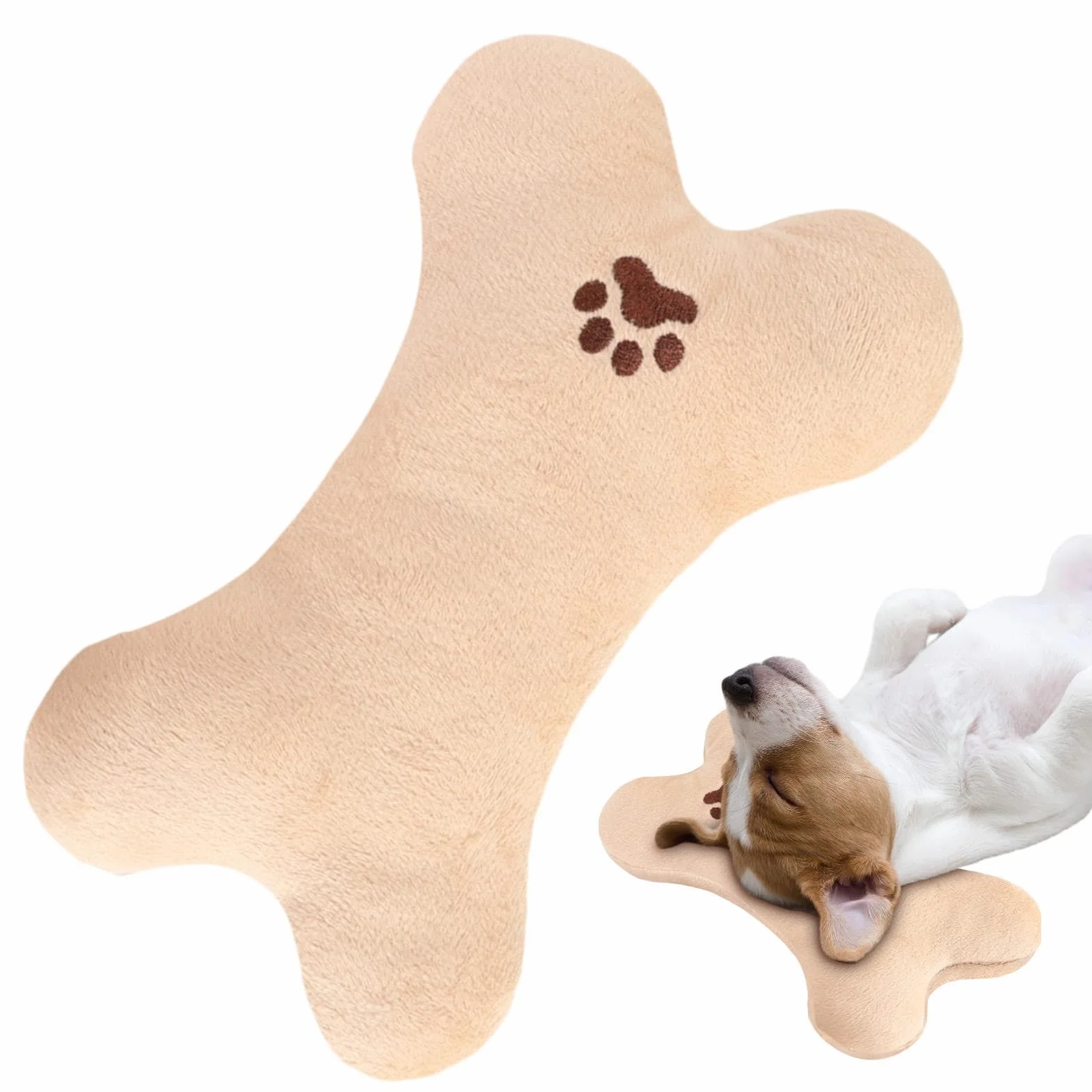 Cuscino per cani da masticare lavabile, cuscino calmante a forma di osso, da masticare per ossa di cane, design robusto e confortevole per cuccioli di taglia piccola, media e grande, gattini,