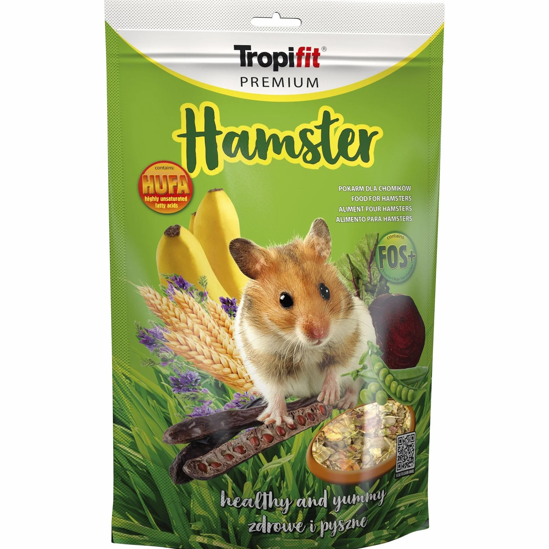 HAMSTER 500g Mangime completo per criceti, con banane ed erba medica granulare altamente proteica
