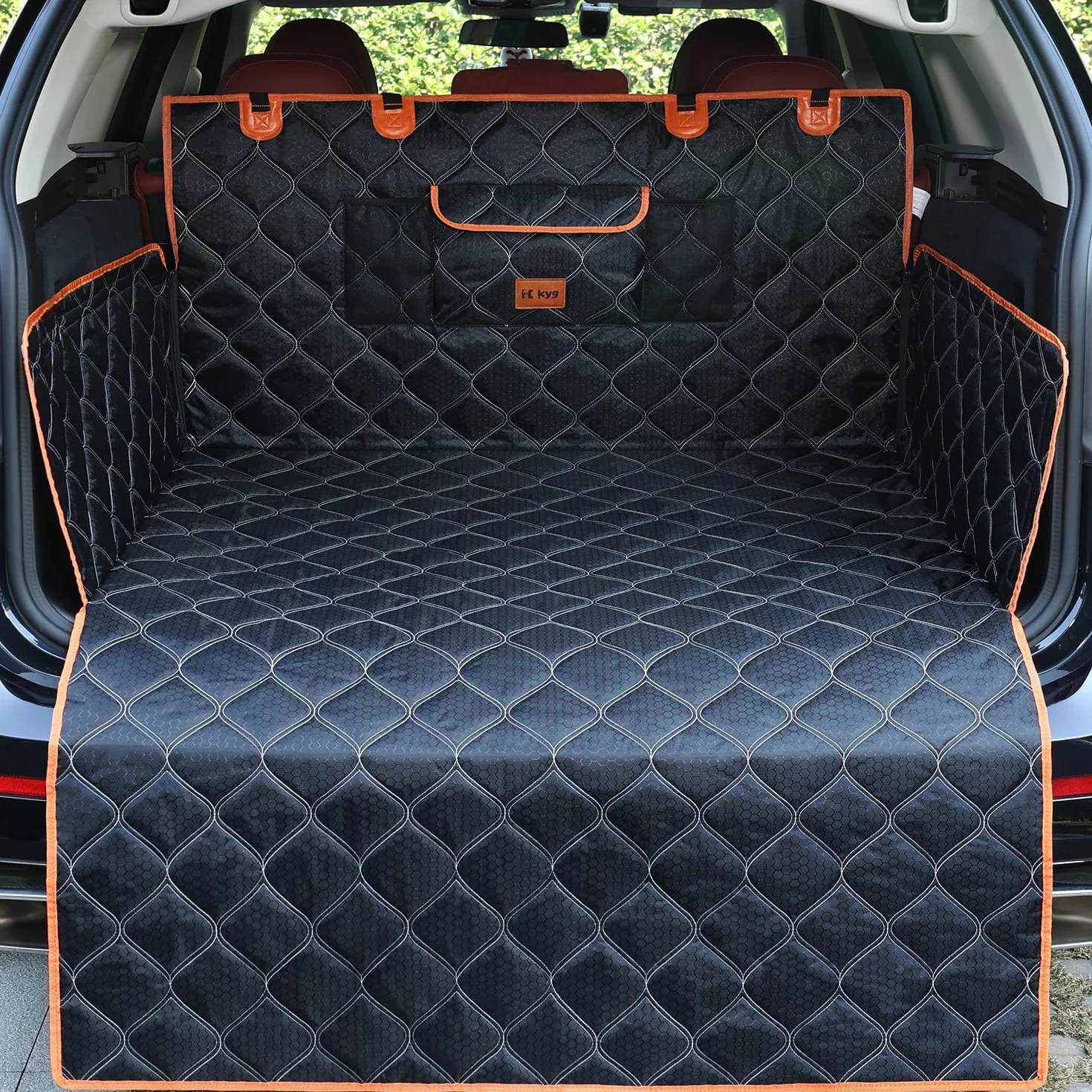 KYG Telo Auto per Cani con Protezione Laterale e Paraurti, Protezione Bagagliaio Auto per Cani, Impermeabile, Antiscivolo e Resistente ai Graffi per Bagagliaio di Auto, SUV, Lavabile, Durevole