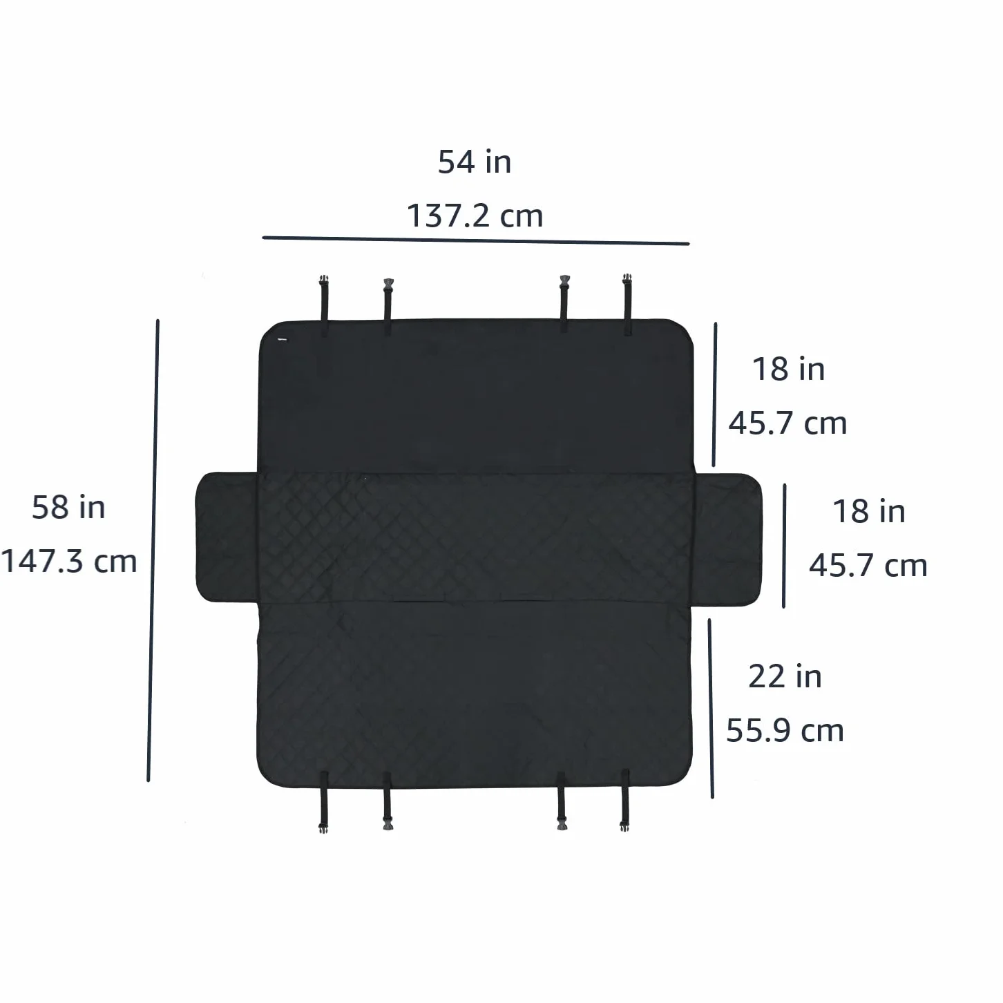 Amazon Basics Coprisedile per auto stile amaca trapuntato resistente all'acqua, 147,3 x 137,2 cm, Nero