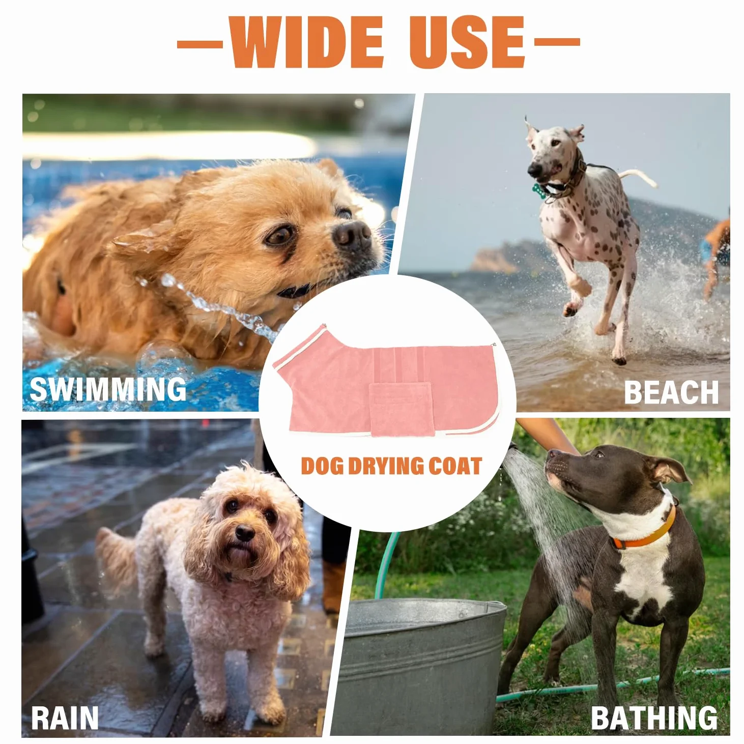 Accappatoio per cani, ad asciugatura rapida, in microfibra, super assorbente, con collare regolabile e cinghia per la pancia (rosa, XXL)