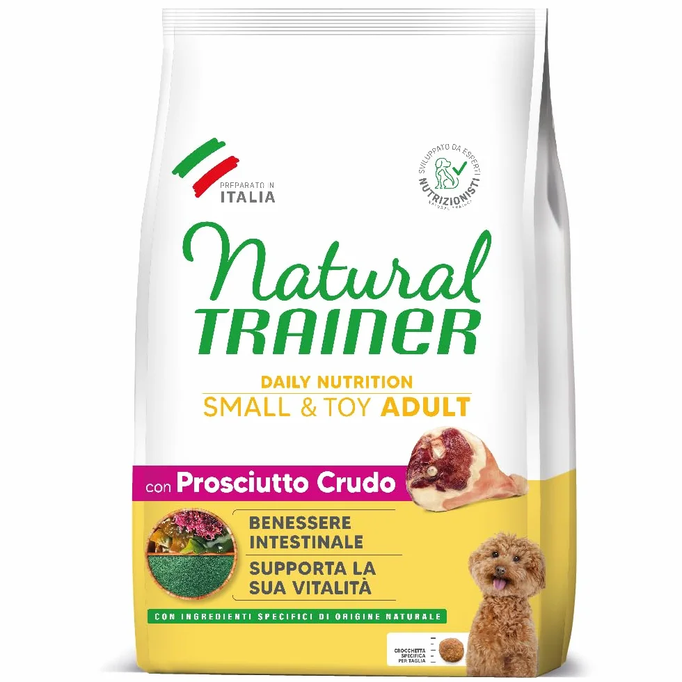 Cibo per Cani Small and Toy Adult Prosciutto Crudo 2 Kg Trainer Natural