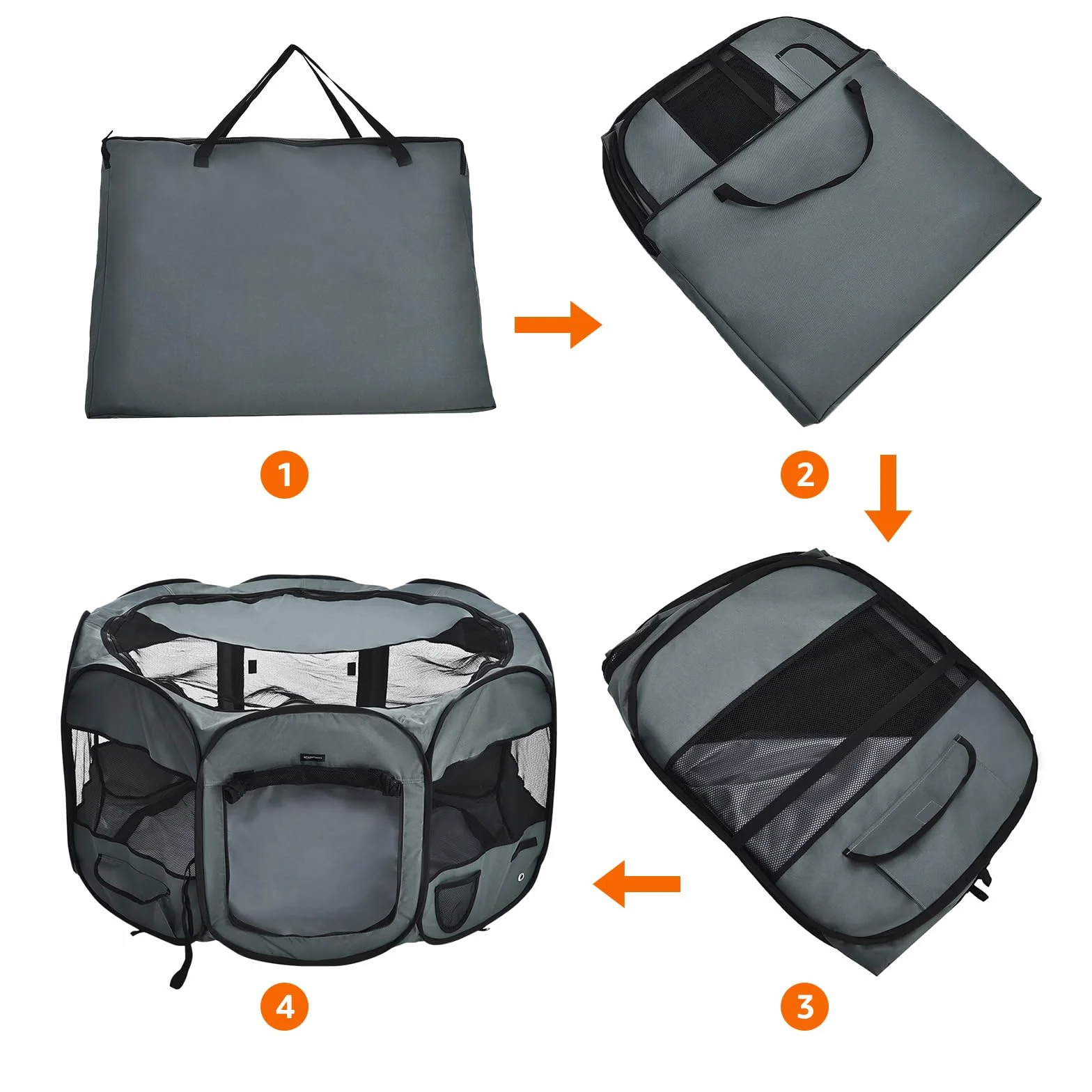 Amazon Basics Ottagonale Recinto portatile per animali domestici 114 cm Grigio