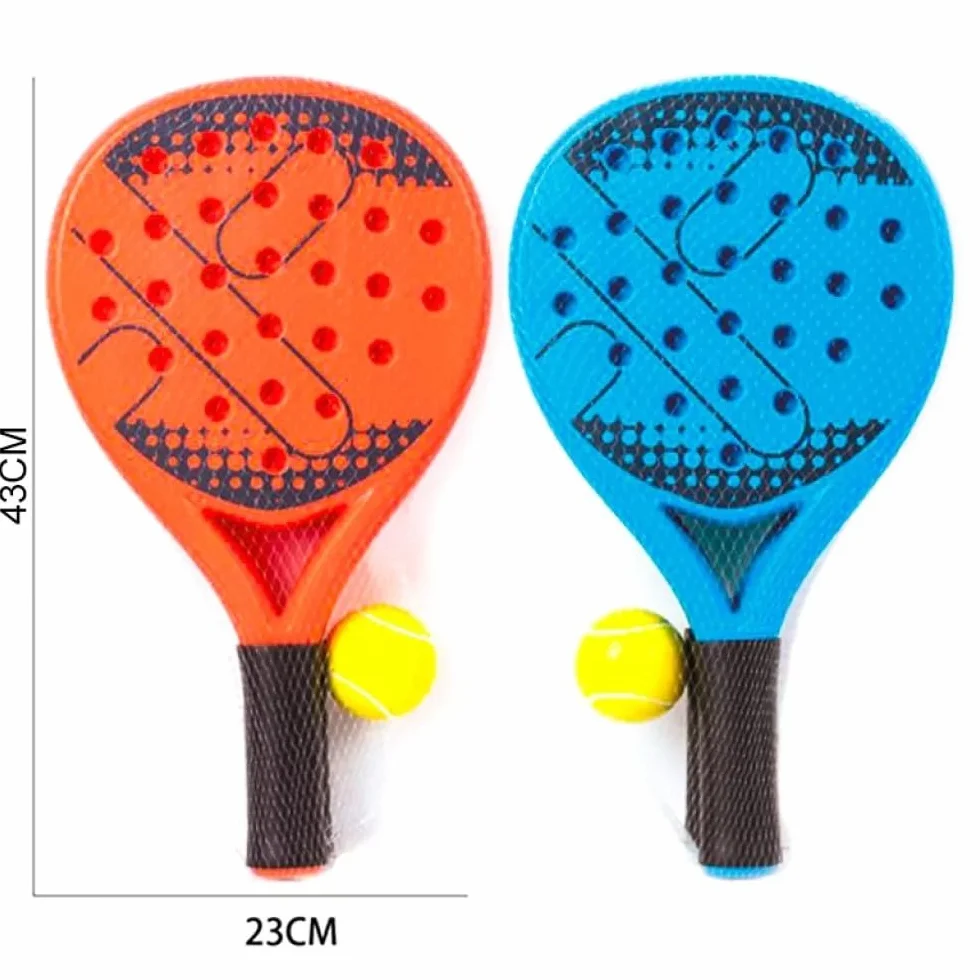 Racchette da Padel Set 2 Racchette in Plastica 41 cm con Pallina Beach Tennis Spiaggia Piscina