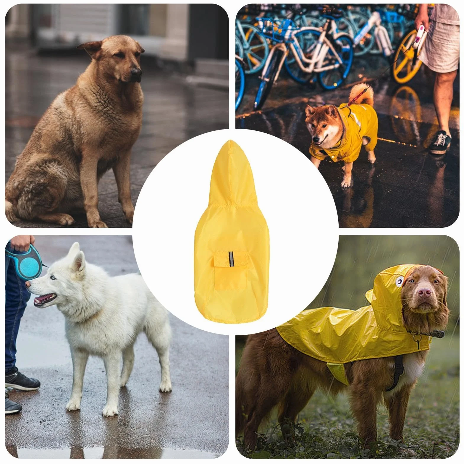 Impermeabile per cani | Poncho riflettente per cani, impermeabile con cappuccio, impermeabile per cani di taglia media e grande