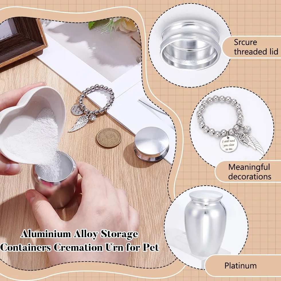 UNICRAFTALE Piccola Urna Per Persone 2.95 (5) cm Metallo Porta Cenere Memoriale Mini Contenitore Per Donne E Uomini Ornamentali Urna Funerale In Alluminio Per Cenere