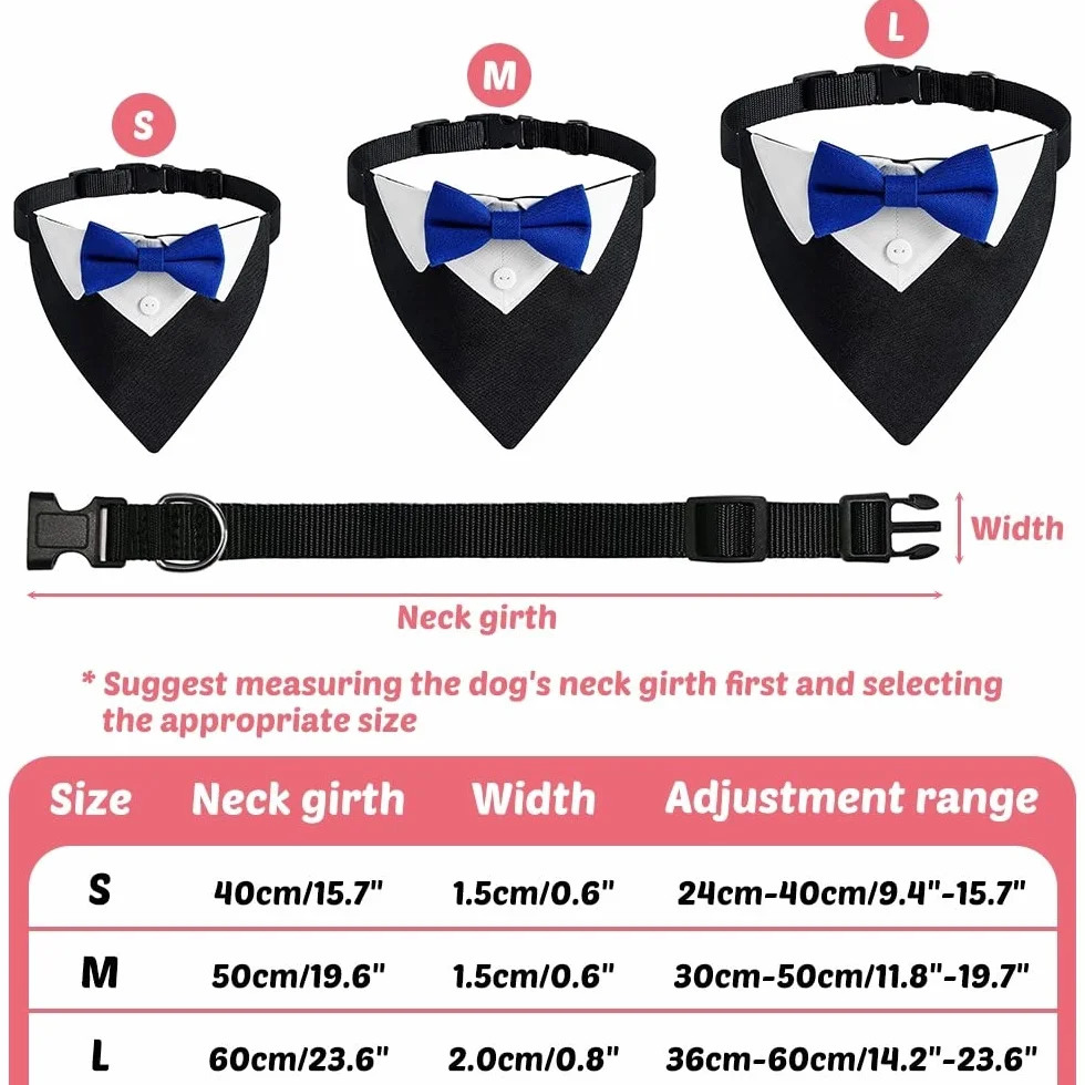 DONGKER Bandana Smoking per Cani, Collare Regolabile con Anello a D per Cane Gatti Piccola Media Grande