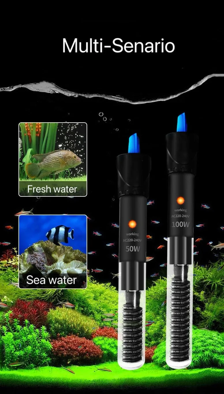 Classic Riscaldatore per Acquario per Pesci e Tartarughe Riscaldamento dell'acquario Riscaldatore Regolabile 100W