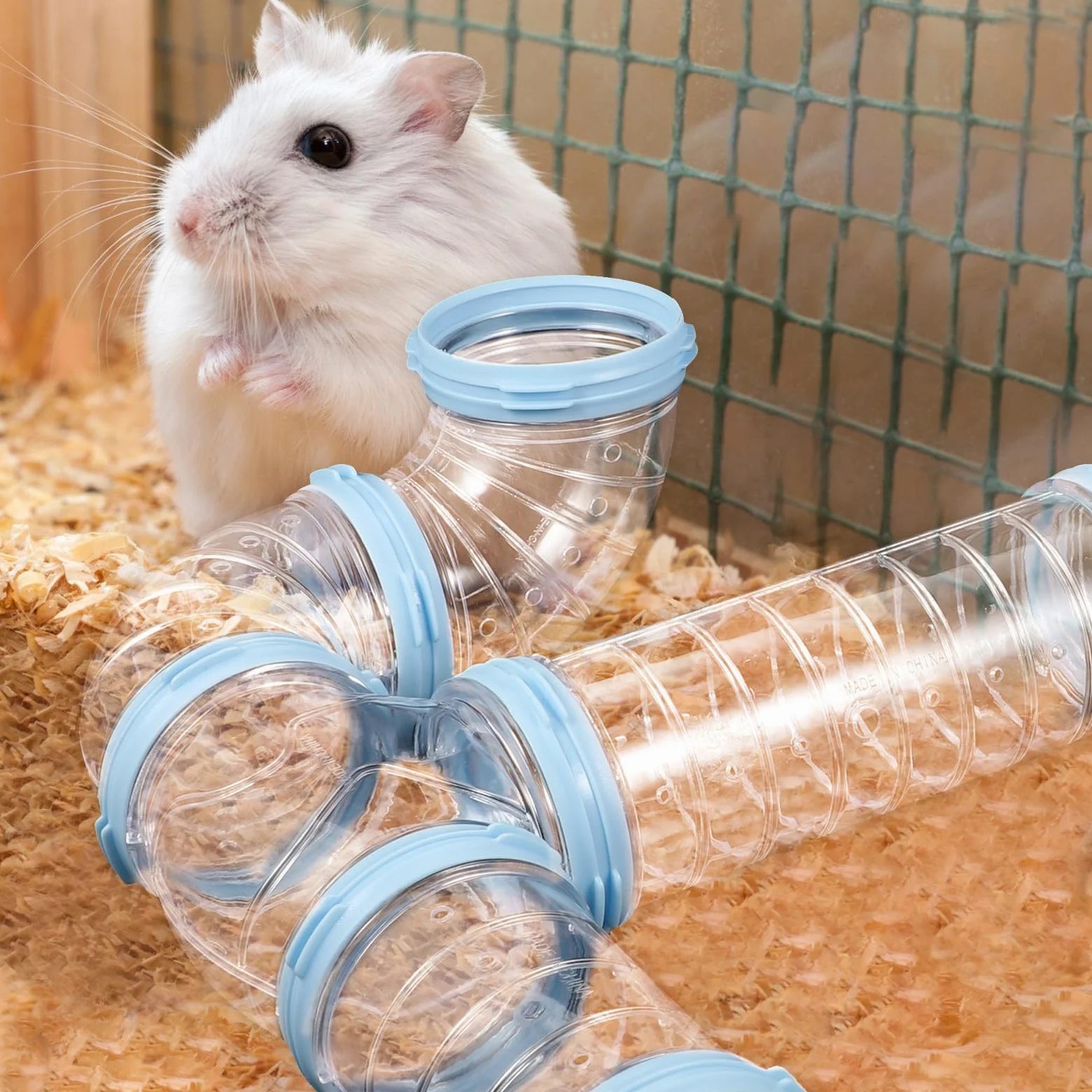 Tubo Tunnel per Criceti in PP Trasparente, 2 Set per Gabbia Originale | Compatibile anche Porcellini d'India, Collegamento Sicuro, Pareti Lisce, Resistente alla Masticazione