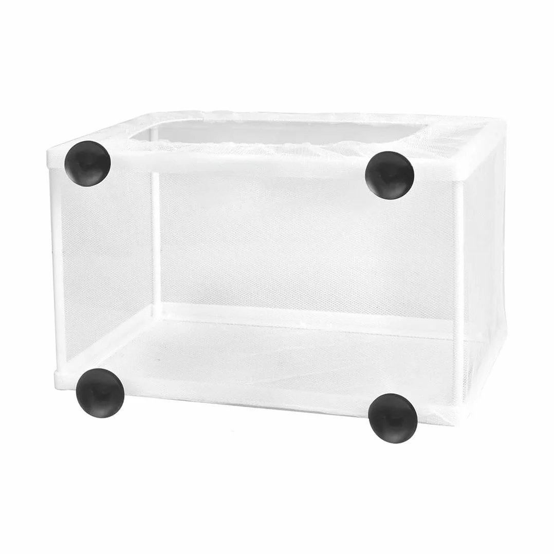 FAST WORLD SHOPPING Sala Parto per Acquario Dolce e Marino 26 x 15 x 15 cm, Salaparto Incubatrice a Rete con Ventose, Cubo a Sacca per l'Allevamento Sicuro degli Avannotti
