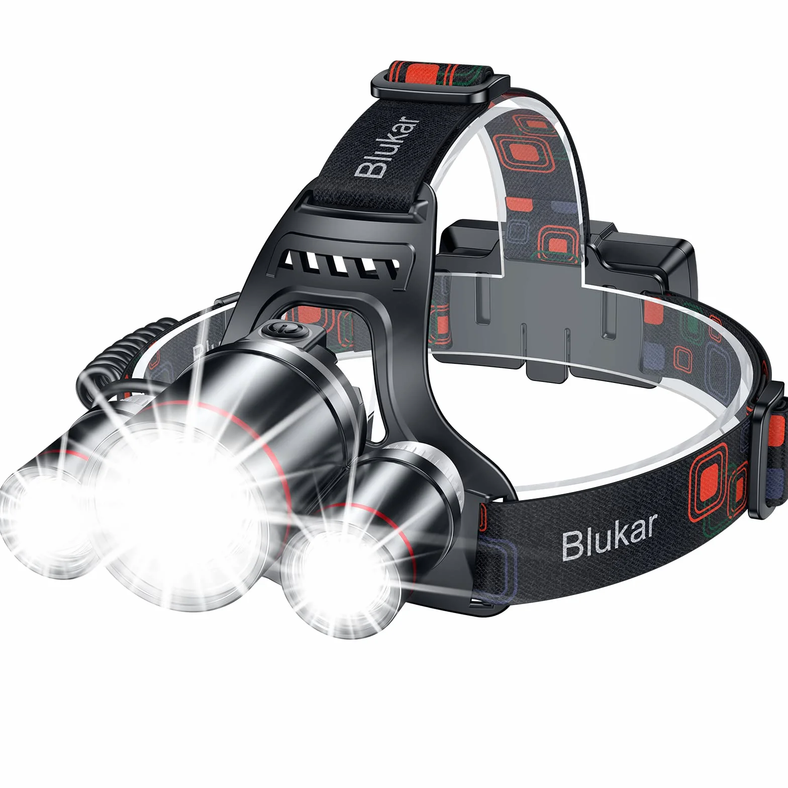 Blukar Torcia Frontale LED Ricaricabile 8000 Lumen, IPX6 Impermeabile, Zoomable, Regolabile 90°