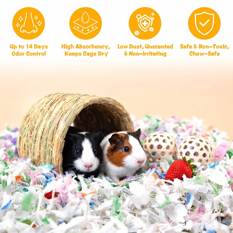 flintronic Lettiera per Piccoli Animali, 15L Biancheria da Letto per Animali Domestici, 99% Priva di Polvere e Antiodore, per Criceto, Coniglio Nano, gerbilli, Roditori(440g)
