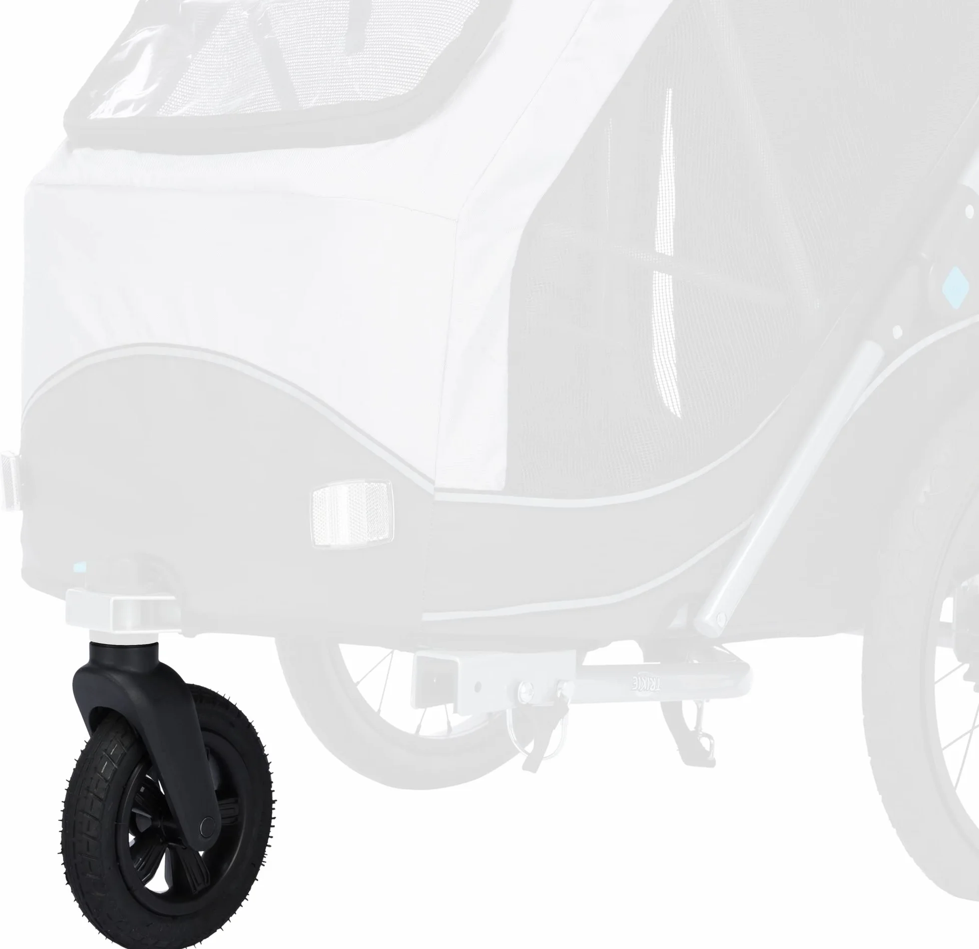 TRIXIE Ruota anteriore buggy per rimorchi cane – Aggancio Quick-Click – Snodo 360° per manovrabilità – Conversione rimorchio in buggy – Per #12794–12799