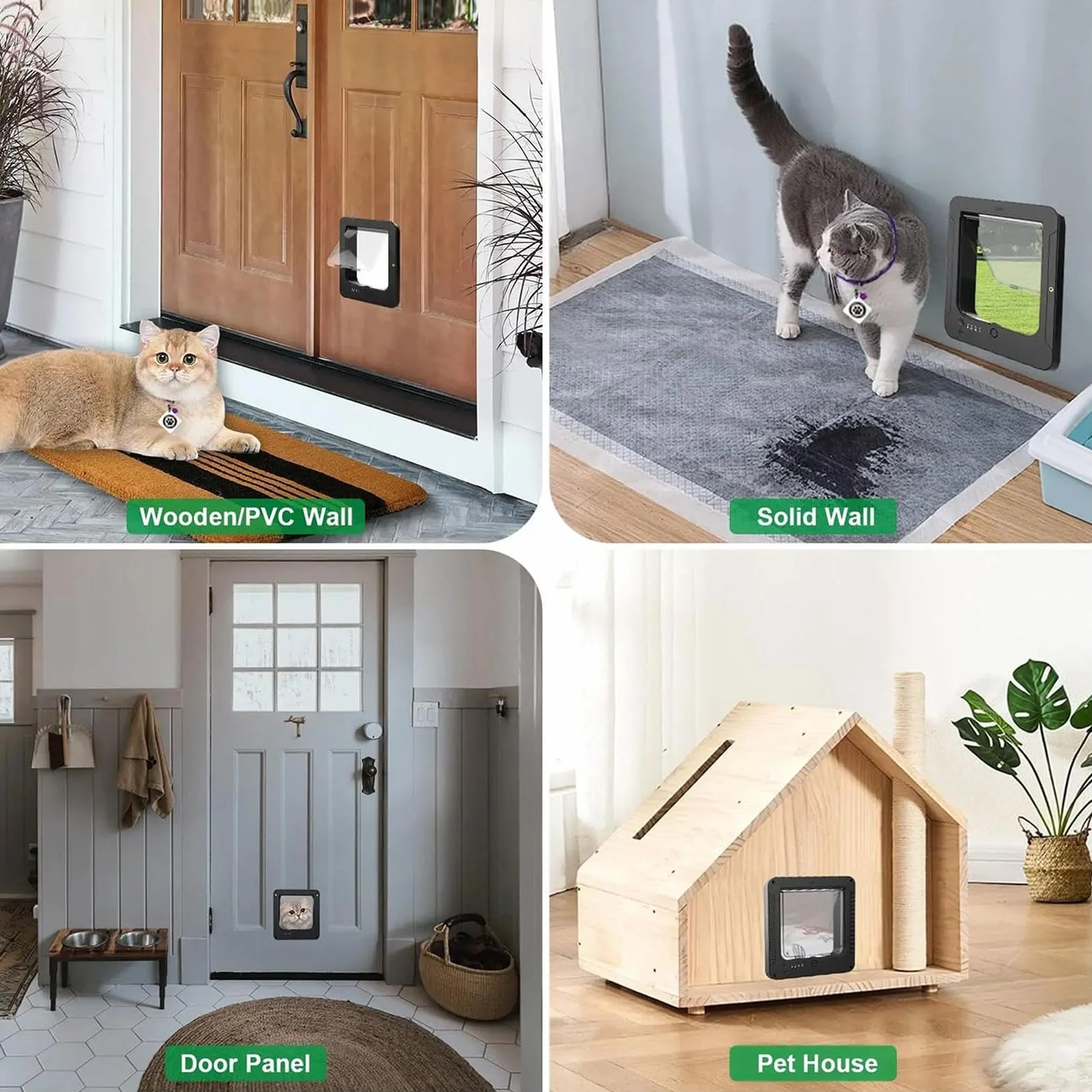 Porta per cani con microchip cancello elettronico a 4 vie telecomando 2 collari sensore controllo ingresso interni esterni