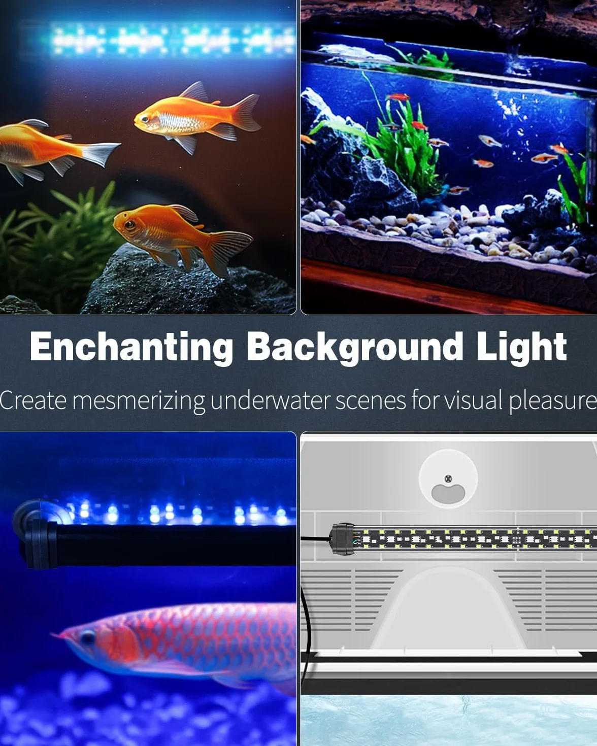 Pawfly 30cm LED Acquario Luce per vasca per pesci 24/7 con spettro completo di luci brillanti bianche blu rosse verdi LED multicolore con modalità D/N Effetti monocolore Timer e luminosità regolabile