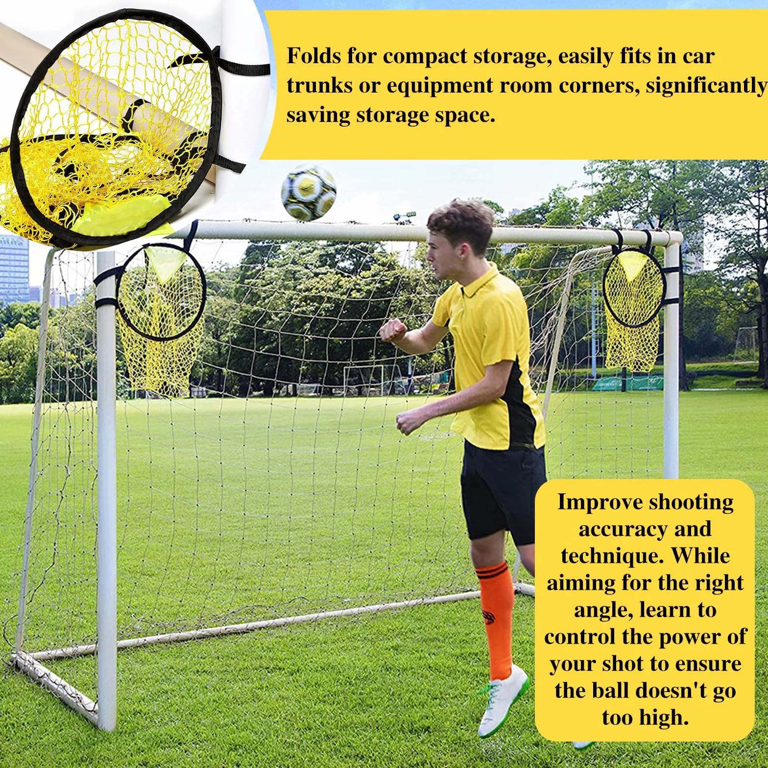 2 Pezzi Bersaglio per Allenamento da Calcio Obiettivo, Porta Calcio, Tiro Angolare Attrezzatura, Rete da Calcio con Cinghie Regolabili, per Calcio Precisione Formazione