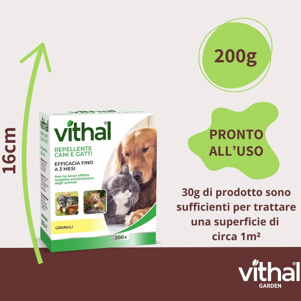 VITHAL Repellente Cane e Gatto in Granuli 200gr - Protezione Superfici e Ambienti Interni e Esterni, Fino a 3 Mesi