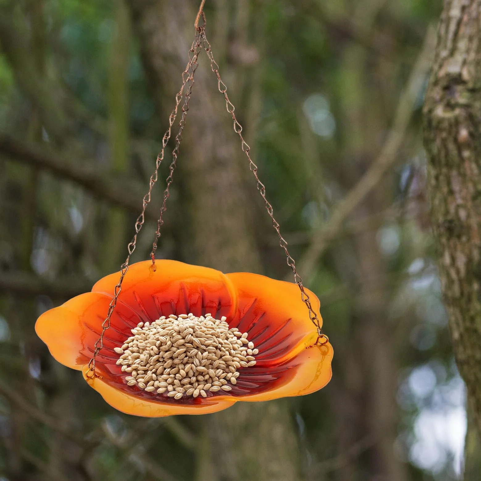 SHINEOFI Mangiatoia Uccellini Esterno in Metallo Forma di Fiore Appendibile con Gancio per Giardino e Cortile Decorazione Tradizionale Resistente e Facile da Pulire per Alimentazione