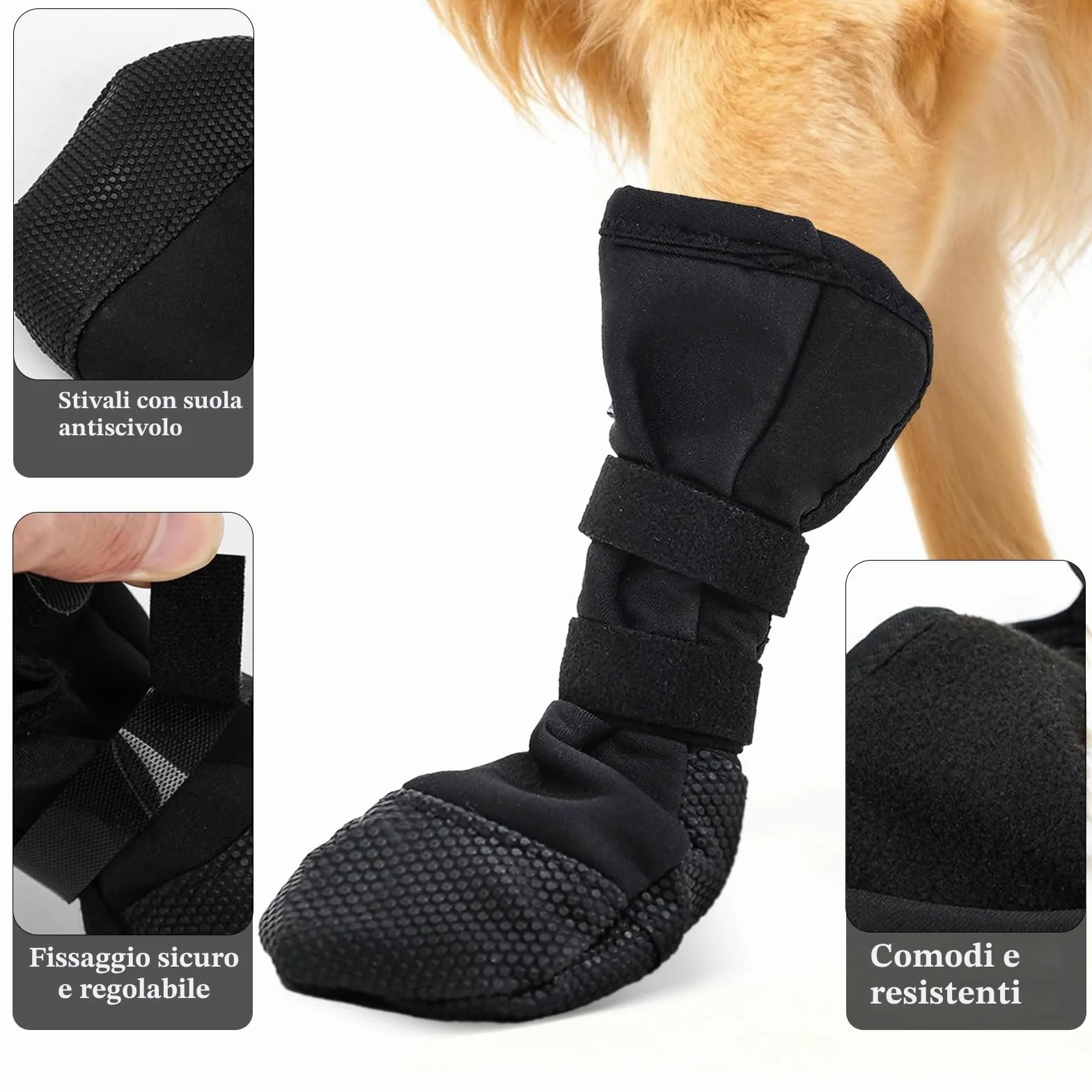 Scarpe per Cani Impermeabili con Protezione Zampe, Calze Antiscivolo e Traspiranti per Recupero