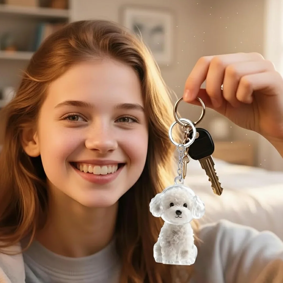 4 Portachiavi Hair, Pezzi Commemorativi in Pelo di Cane, Charms Borse, Contenitore Conservare, Dog-Shaped Keepsake per Pet Hair Storage, Regali Amanti degli Animali Domestici
