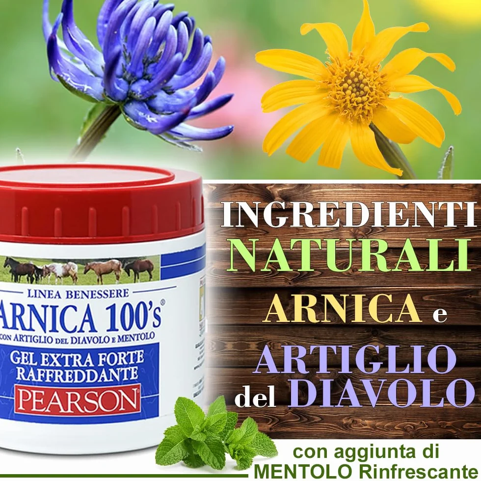 Arnica Gel Extraforte Raffreddante Pearson 500 ml per Cavalli con Artiglio del Diavolo e Mentolo