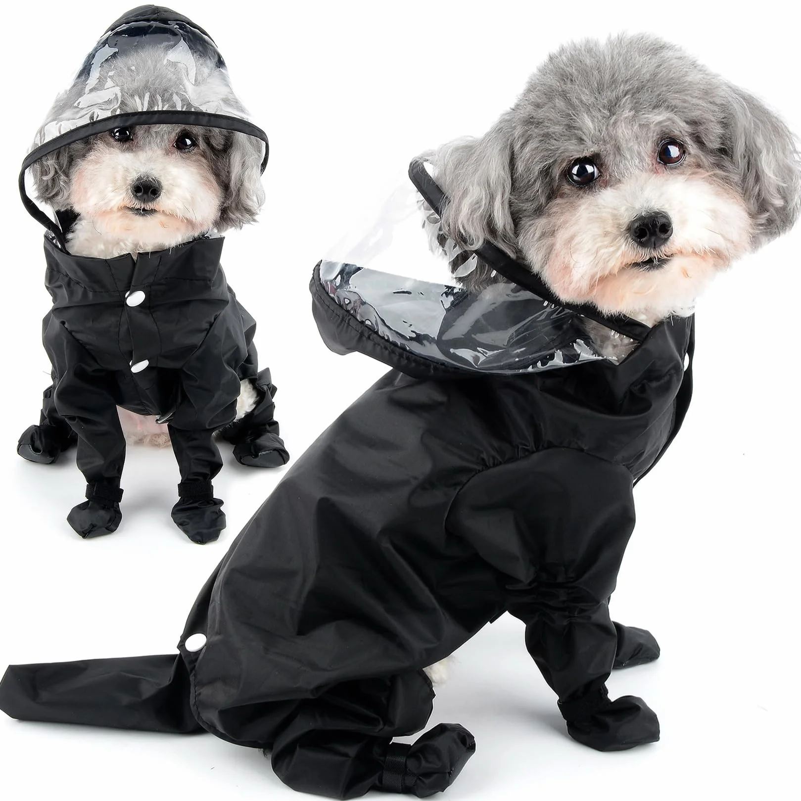 Zunea Impermeabile per cani con cappuccio Tuta a quattro zampe Poncho per piccole razze e cuccioli