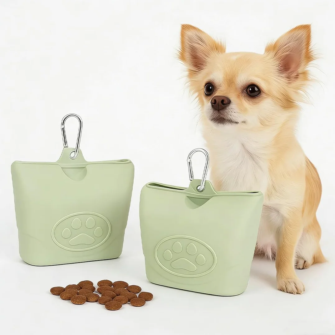 Porta Premietti per Cani, Custodia in Silicone per crocchette per Cani, Contenitore Portatile per l'addestramento Comoda Chiusura con Fibbia Magnetica e Clip in Vita