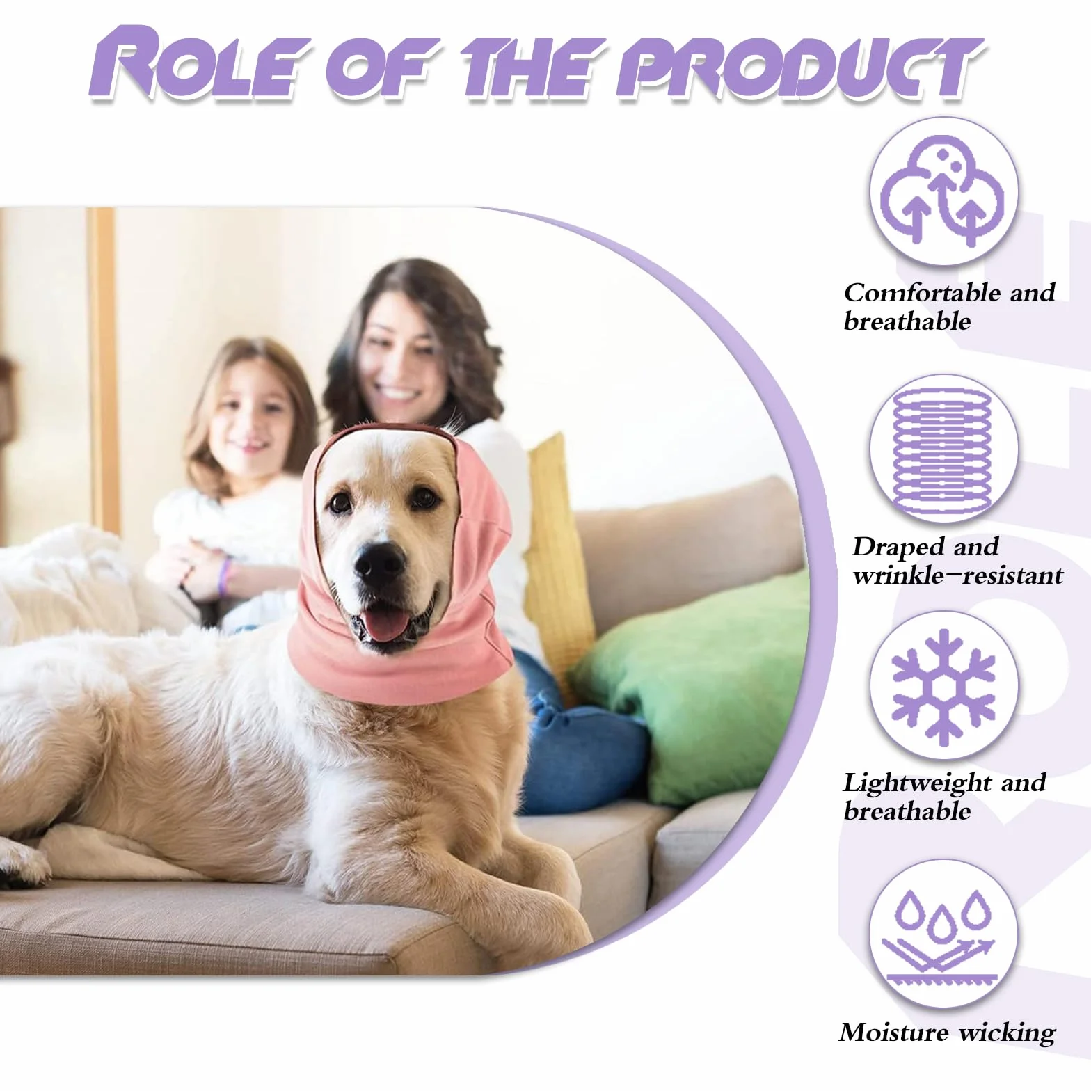 Copriorecchie per Cani Set di 3 Cuffie Antirumore Nero Viola Rosa