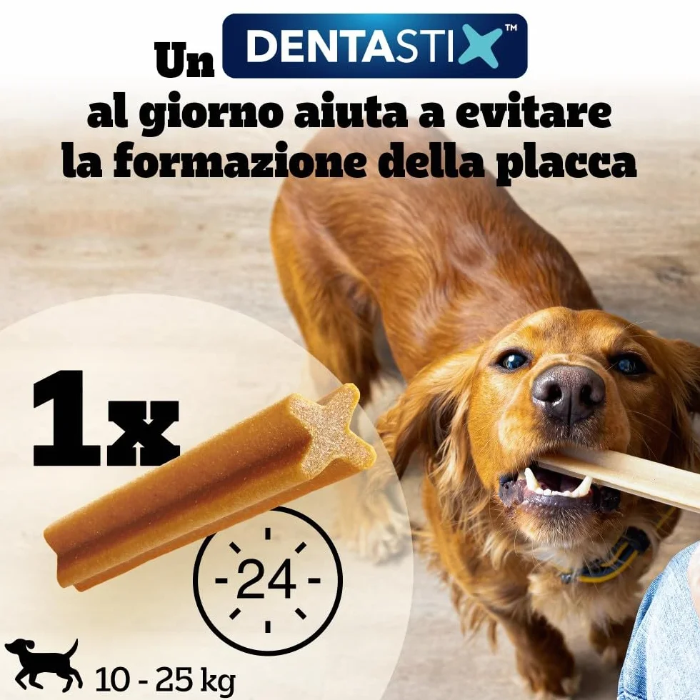 Pedigree Dentastix Snack per Igiene Orale Cane Medio 10-25 kg 180g 105 Pezzi