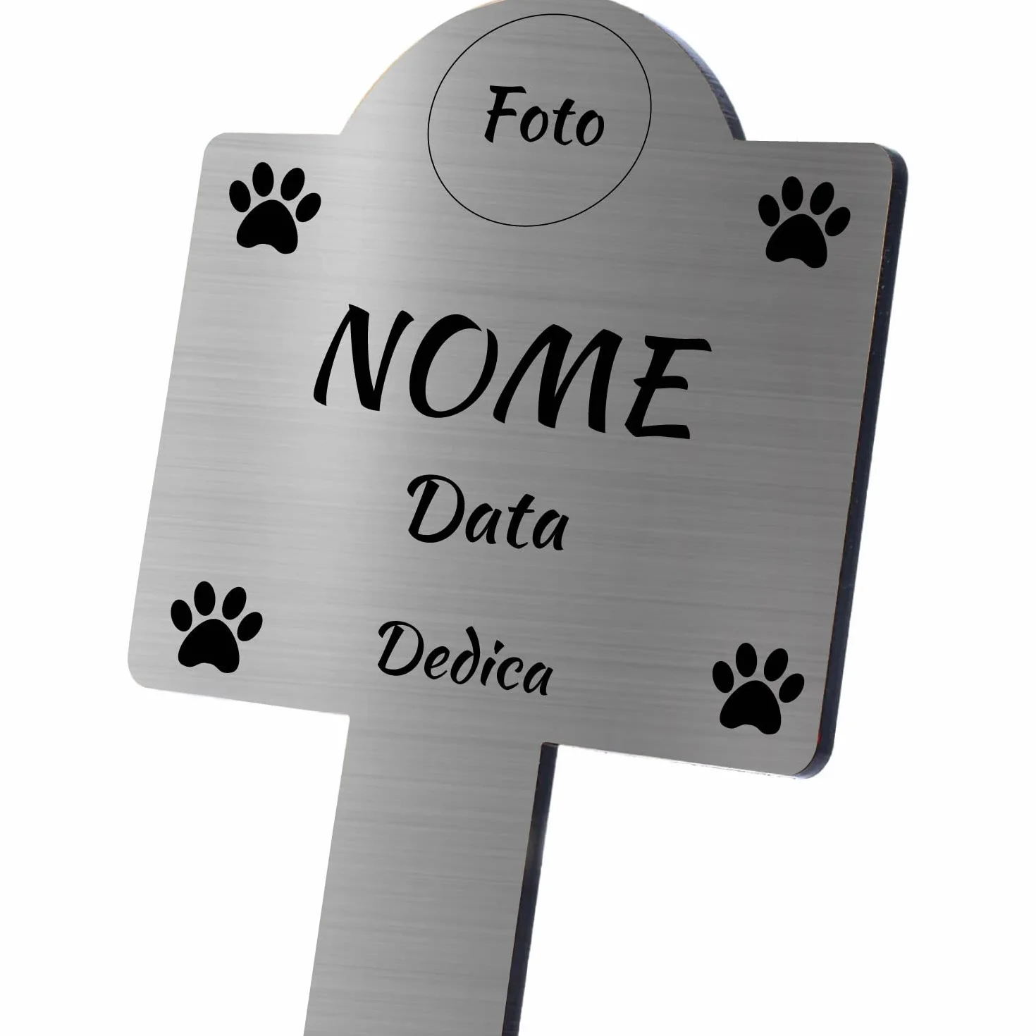 Targhetta commemorativa da Giardino per Animali Domestici Impermeabile 25x12 cm Argento
