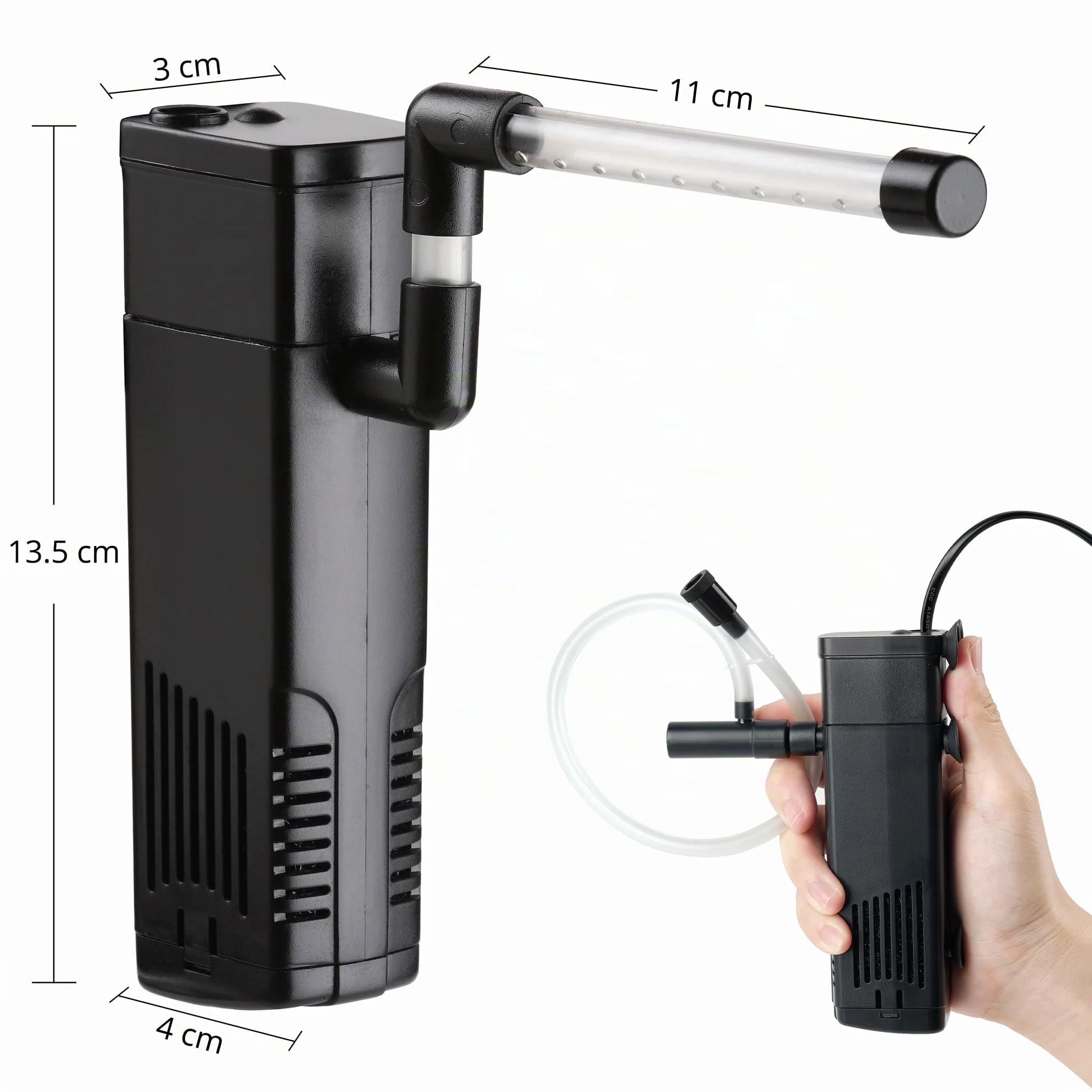 NICREW Filtro Acquario Interno Silenzioso e Potente, Filtro Interno Acquario con Flusso Massimo di 150L/H, Adatto per Acquario Fino a 20L