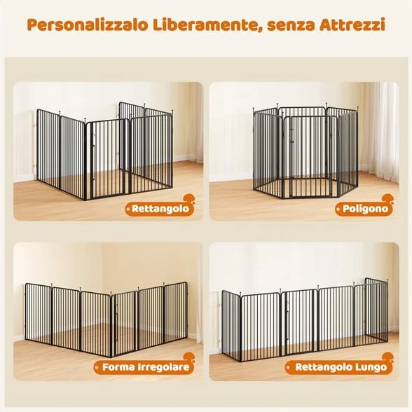 Yaheetech Recinto per Cani 6 Pannelli 100 cm Metallo Casa Giardino