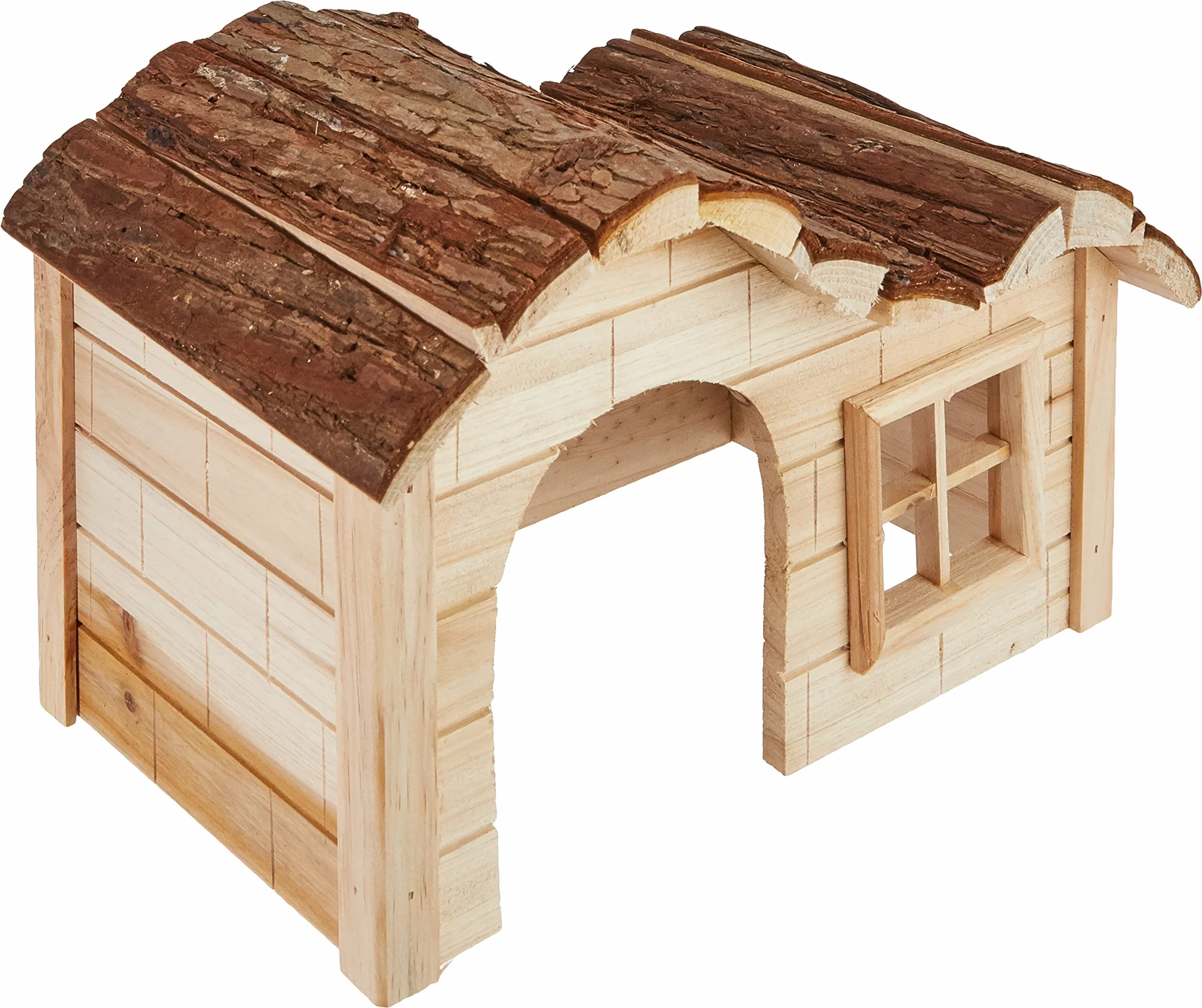 Kerbl Pet villetta Welle Nature, cuccia per piccoli animali, casetta per roditori, naturale, 30x20x20 cm, legno, conigli, porcellini d'India, criceti, da rosicchiare, pre-assemblata