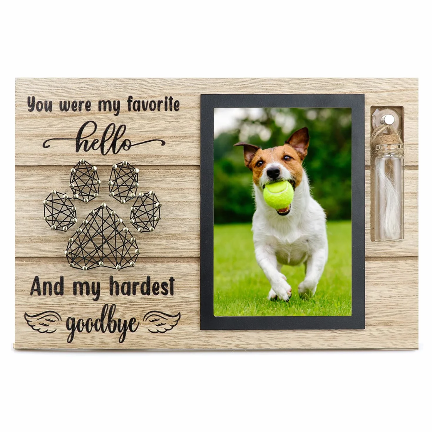free-space Cornice commemorativa per Animali Domestici con Piccola Bottiglia di Vetro per Regalo per la Perdita di Ceneri o Capelli (Black)