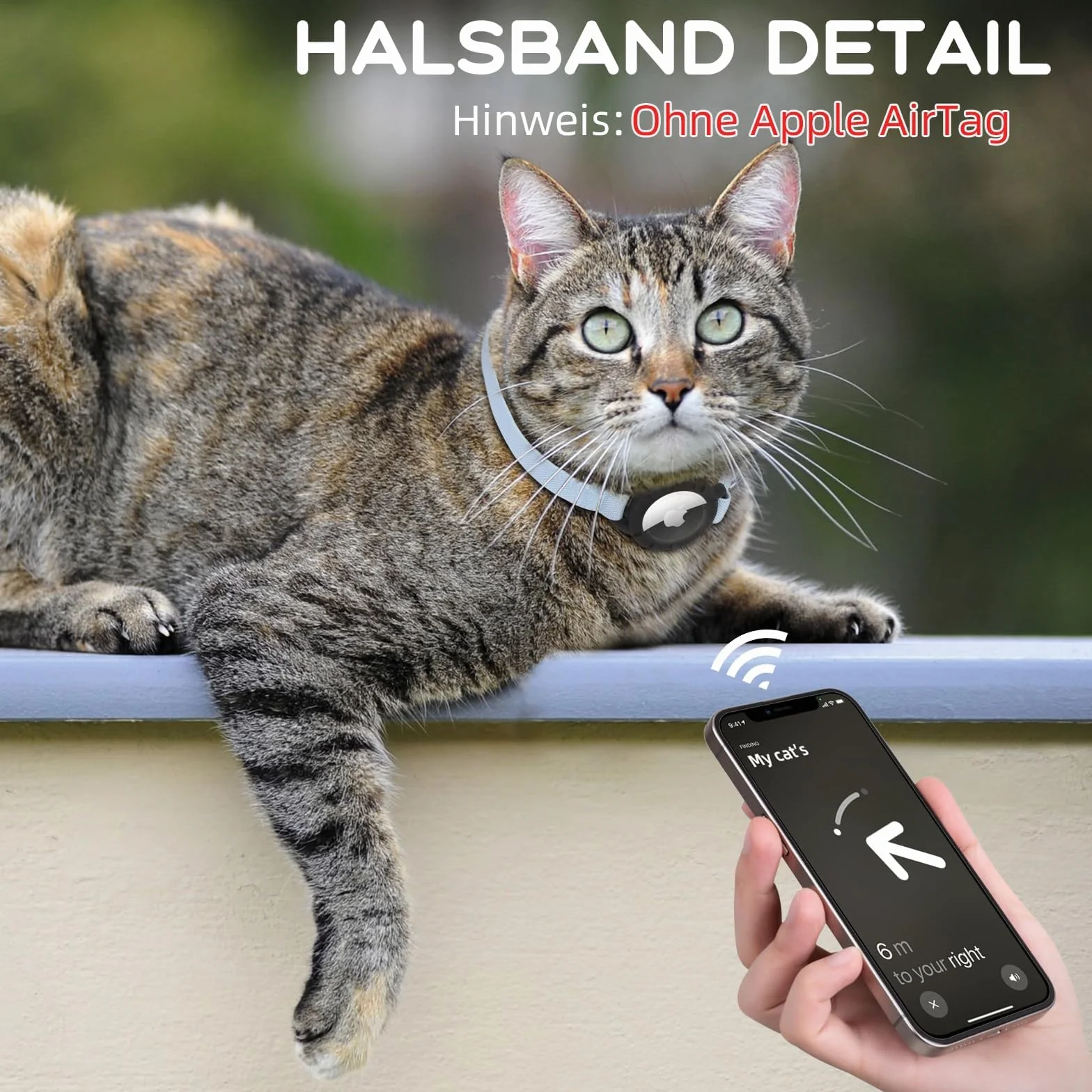 Collare Airtag Gatto, Collare Estensibile con Protezione Airtag e Campanellino, Leggero e Confortevole per Gatti di Tutte le Taglie (Blu)
