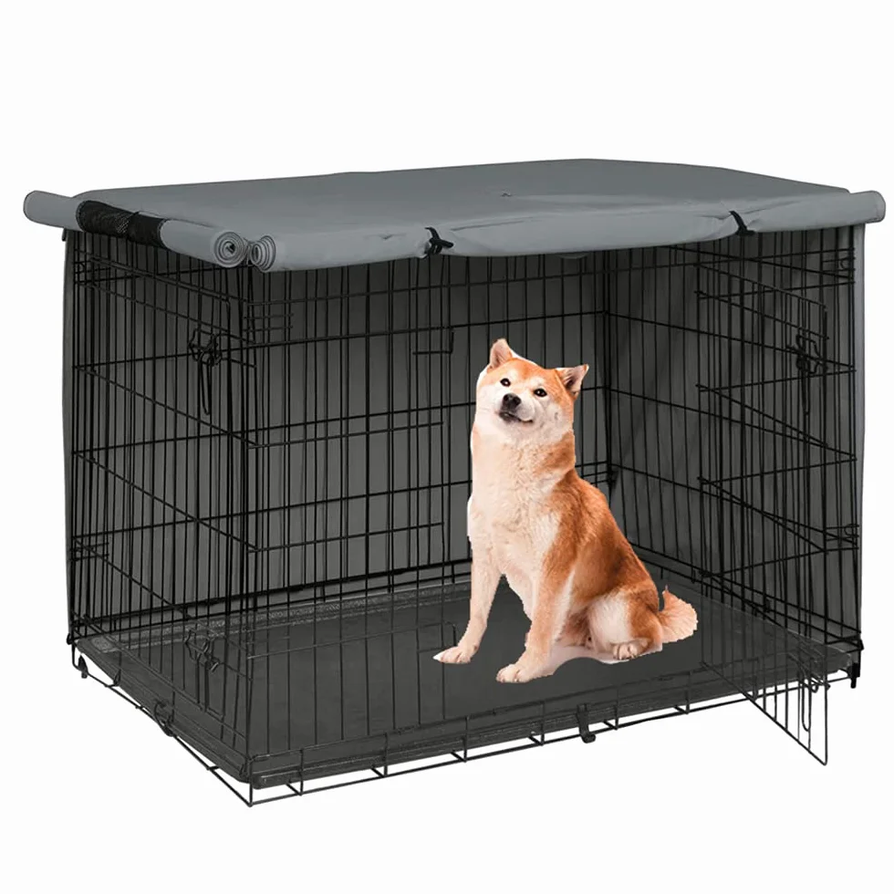 Coperture per gabbia per cani da 61 a 122 cm, impermeabili, resistenti alla pioggia, in poliestere Oxford 210D Oxford (XS: 63,5 x 48 x 50,8 cm, grigio)
