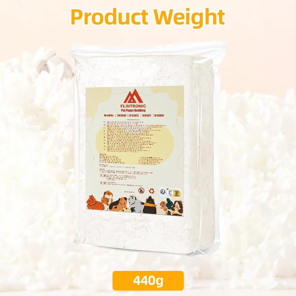 flintronic Lettiera per Piccoli Animali, 15L Biancheria da Letto per Animali Domestici, 99% Priva di Polvere e Antiodore, per Criceto, Coniglio Nano, gerbilli, Roditori(440g)