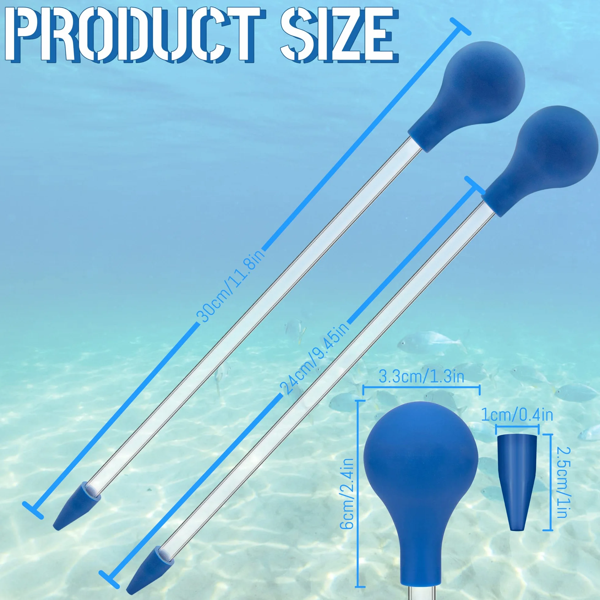 Mangiatoia per Coralli Lungo 30 cm Tubo di Alimentazione in Acrilico per Pesci Marini Pipetta Lunga per la Maggior Parte Degli Organismi d'Acquario 2 Pezzi (Blu)