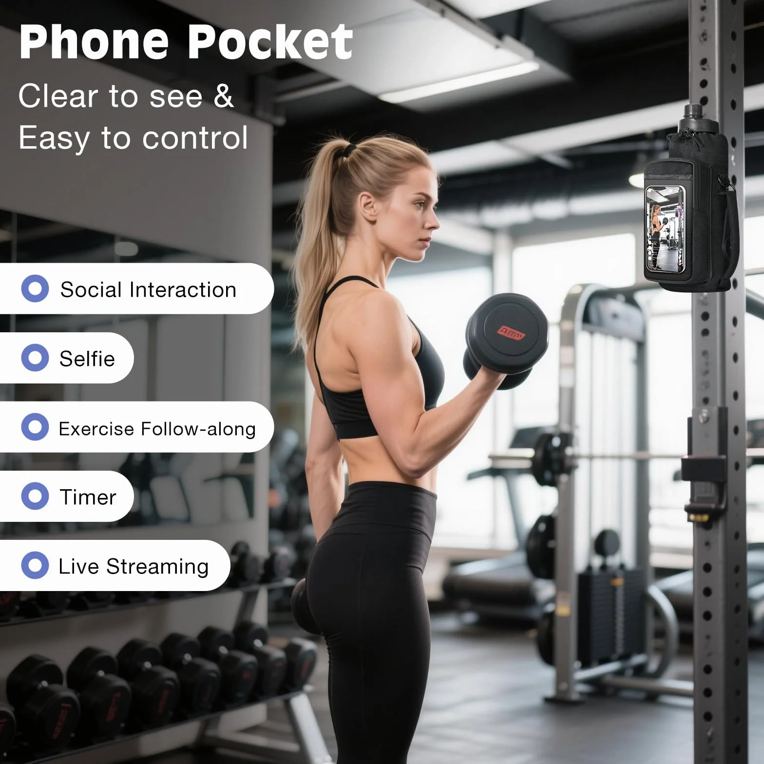 MoKo Borsa da Palestra Magnetica, Porta Borraccia con Custodia Telefono, Fitness